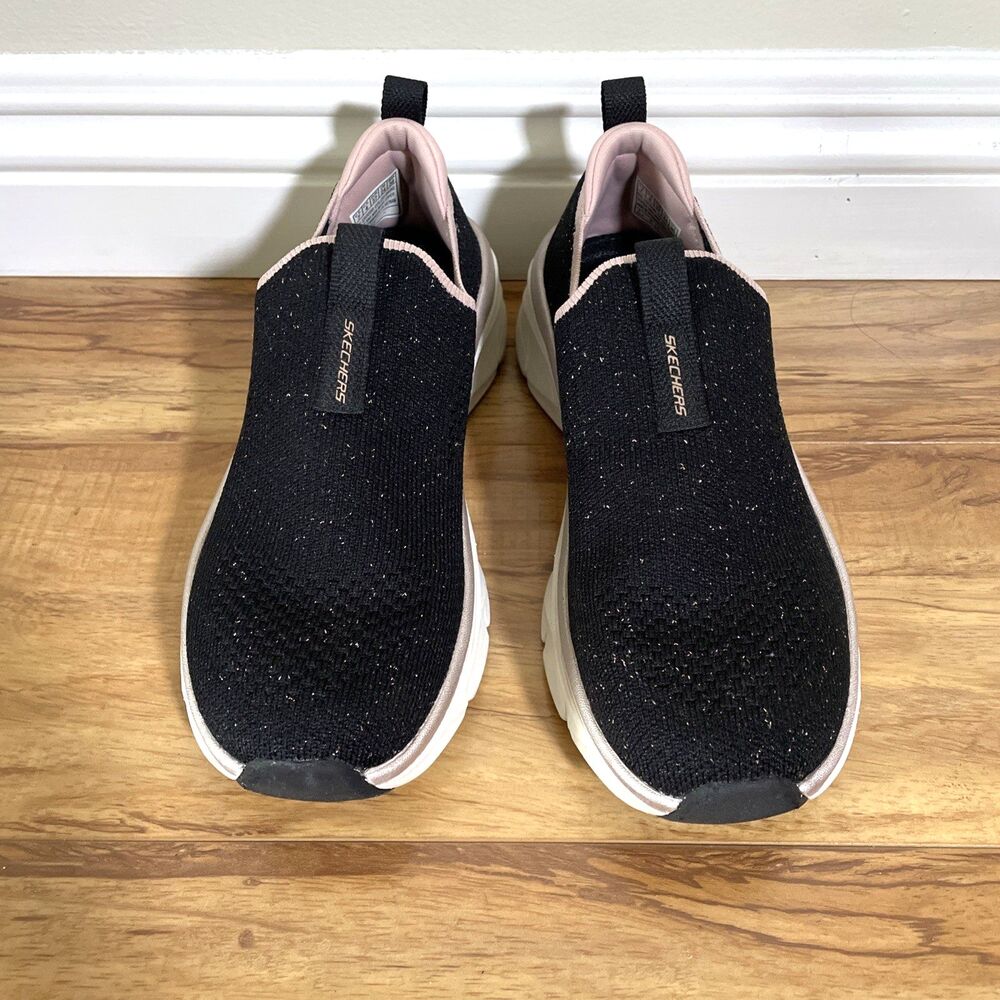Skechers D’Lux Walker 2.0 Sparkle Forever  Slip-On Sneakers Women’s Size 7 Black - Picture 3 of 8